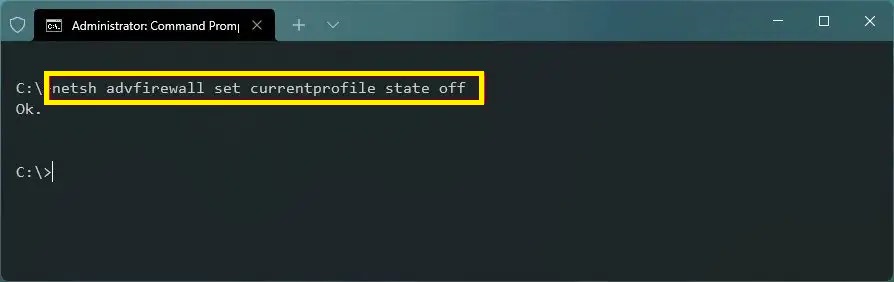 cmd disable firewall windows 11